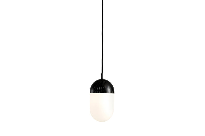 Dot Pendant - Woud - Pendants - Large - Black Painted Metal + Opal Glass Shade - HORNE