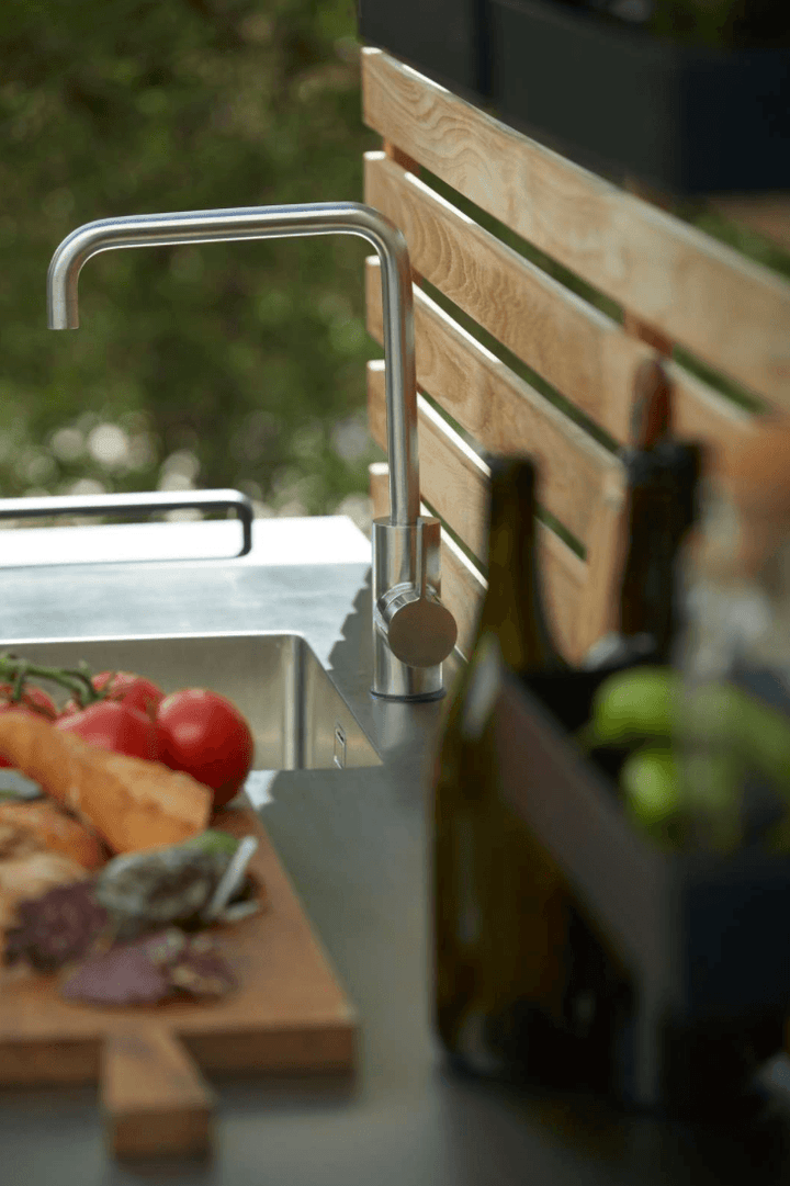 Drop Kitchen - Cane Line - Outdoor Furniture - Fossil Ceramic Without Sink - Add Teak Kitchen Wall - HORNE