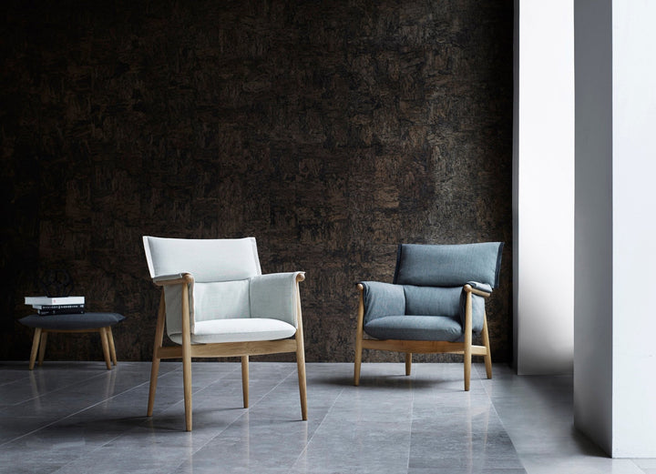 E015 Embrace Lounge Chair - Carl Hansen & Son - Chairs - Oiled Walnut/Mood 3103 Fabric - HORNE