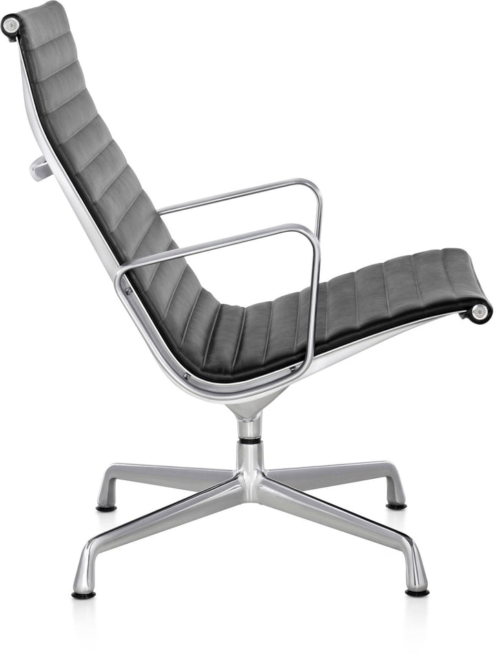 Eames® Aluminum Group Lounge Chair – Swivel and Arms - Herman Miller® - Chairs - Polished Aluminum - Prone Obsidian - HORNE