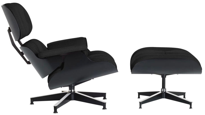 Eames® Lounge Chair and Ottoman - Leather - Herman Miller® - Chairs - Tall - Ebony Ash - Prone Obsidian - HORNE