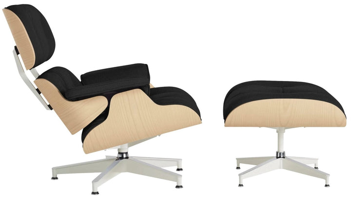 Eames® Lounge Chair and Ottoman - Leather - Herman Miller® - Chairs - Tall - White Ash - Prone Obsidian - HORNE