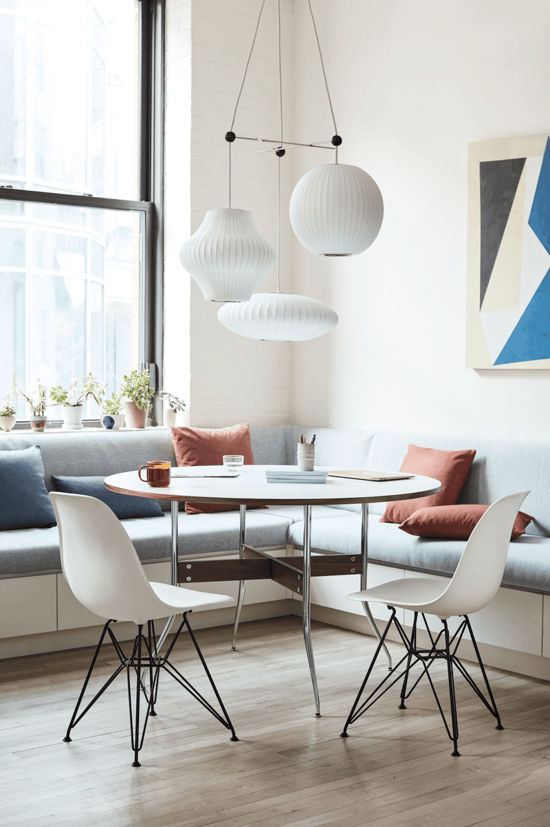 Eames® Molded Plastic Side Chair – Wire Base - Herman Miller® - Chairs - White - Black - Standard Glide - HORNE