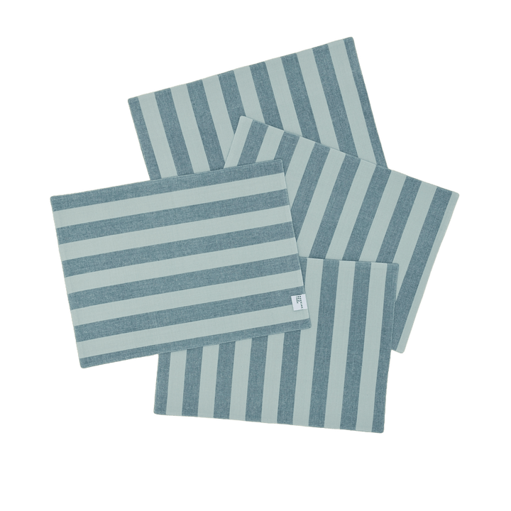 Essential Striped Placemat - Set of 4 - Hawkins New York - Kitchen + Table Linens - Sky/ Peacock - HORNE