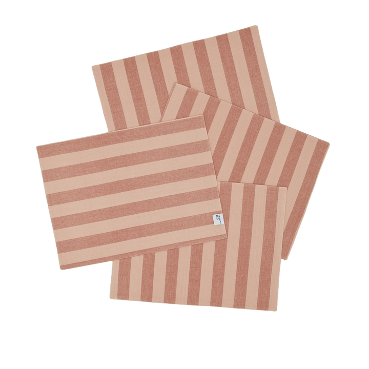 Essential Striped Placemat - Set of 4 - Hawkins New York - Kitchen + Table Linens - Blush/ Terracotta - HORNE