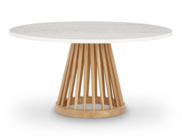 Fan Table - Large - Tom Dixon - Tables + Desks - Natural Oak - Marble - HORNE