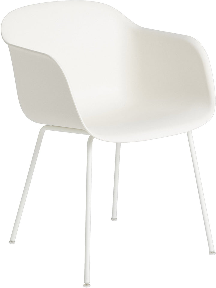 Fiber Armchair - Tube Base - Muuto - Chairs - Natural White Shell & White Tube Base - HORNE