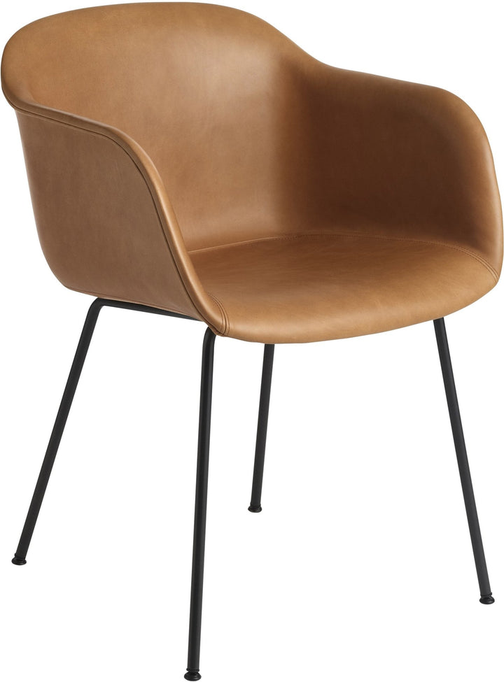 Fiber Armchair - Tube Base - Muuto - Chairs - Refine Cognac Leather Seat & Black Tube Base - HORNE