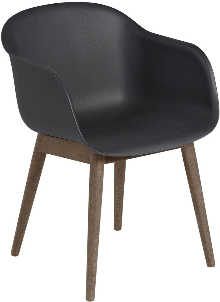 Fiber Armchair - Wood Base - Muuto - Chairs - Black Shell & Dark Stain Base - HORNE