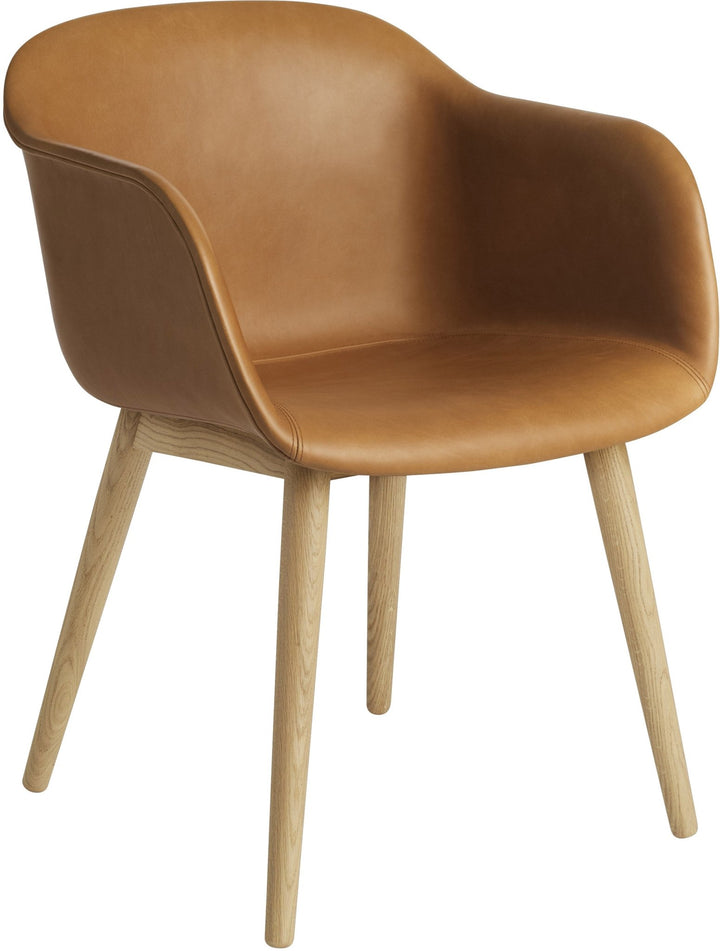Fiber Armchair - Wood Base - Muuto - Chairs - Refine Cognac Leather & Oak Base - HORNE
