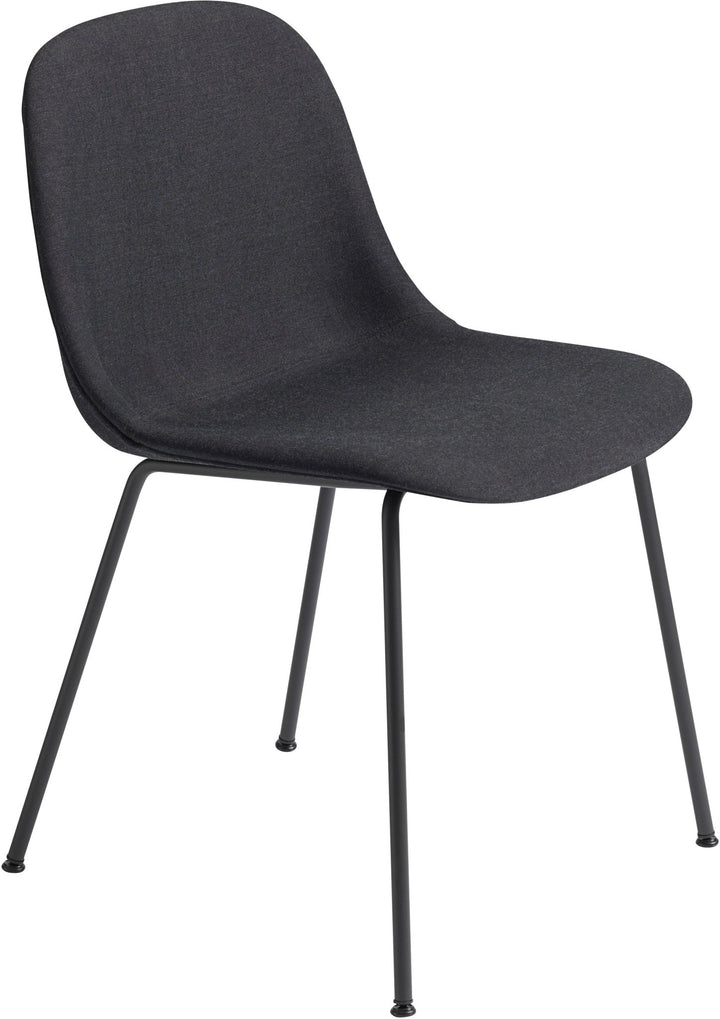 Fiber Side Chair - Tube Base - Muuto - Chairs - Cognac Leather Seat & Black Base - HORNE