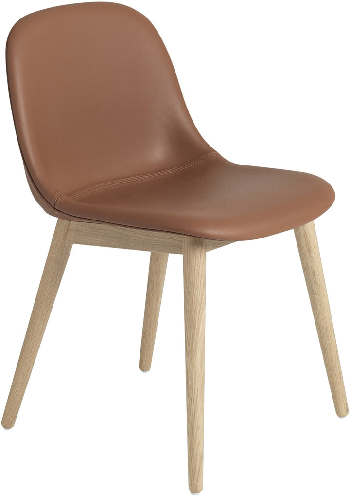 Fiber Side Chair - Wood Base - Muuto - Chairs - Cognac Leather Seat & Oak Base - HORNE