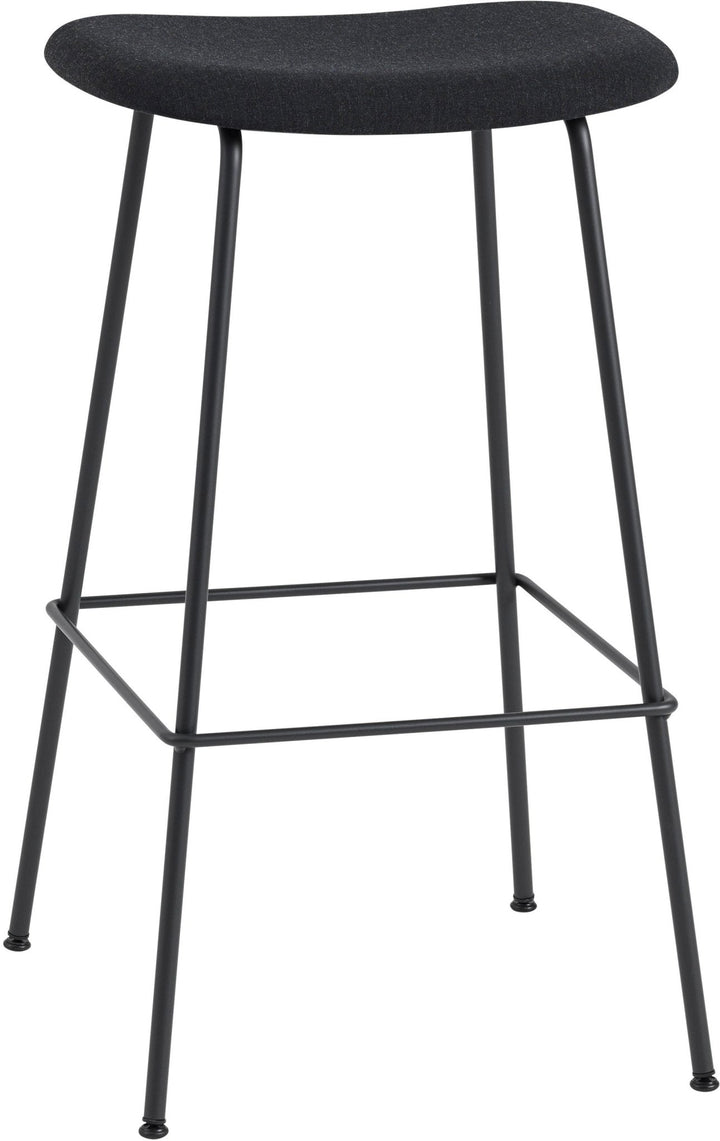 Fiber Stool Without Back - Wire Base - Muuto - Stools + Benches + Ottomans - Black Leather Seat & Black Base - Bar Height - HORNE