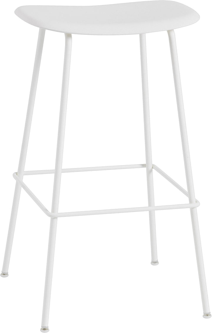 Fiber Stool Without Back - Wire Base - Muuto - Stools + Benches + Ottomans - White Seat & White Base - Counter Height - HORNE