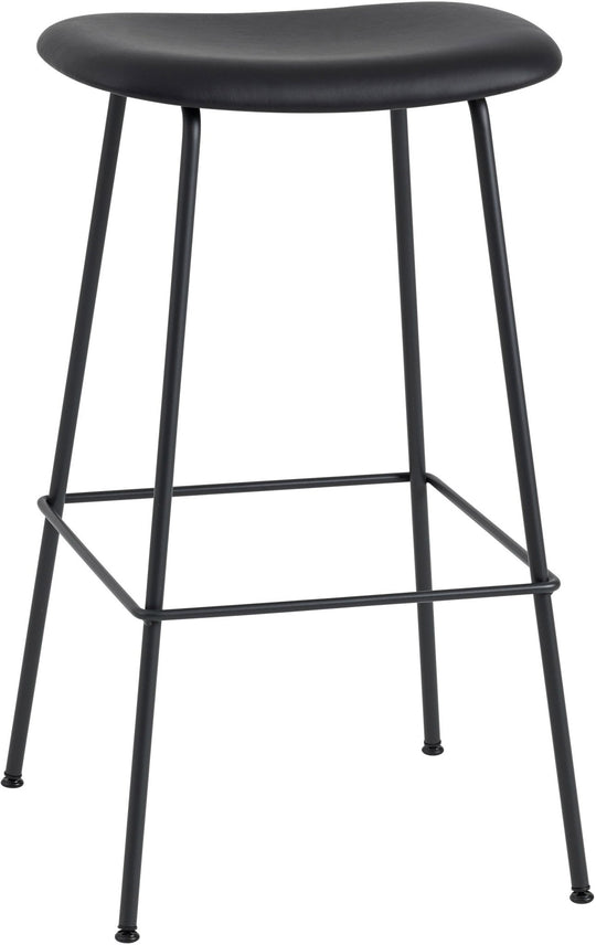 Fiber Stool Without Back - Wire Base - Muuto - Stools + Benches + Ottomans - Black Leather Seat & Black Base - Counter Height - HORNE