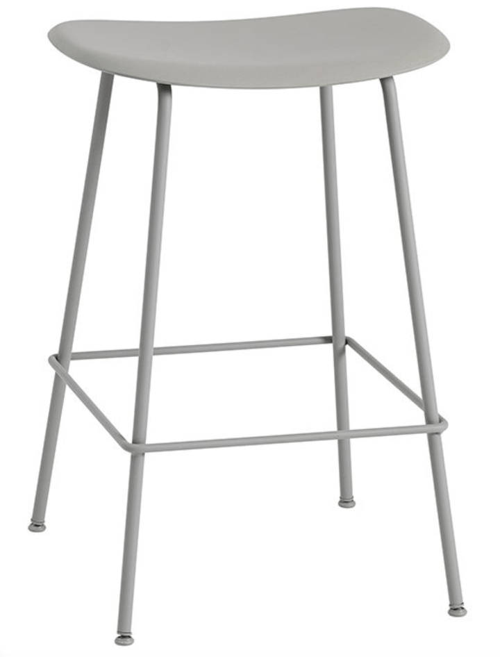 Fiber Stool Without Back - Wire Base - Muuto - Stools + Benches + Ottomans - Grey Seat & Grey Base - Counter Height - HORNE