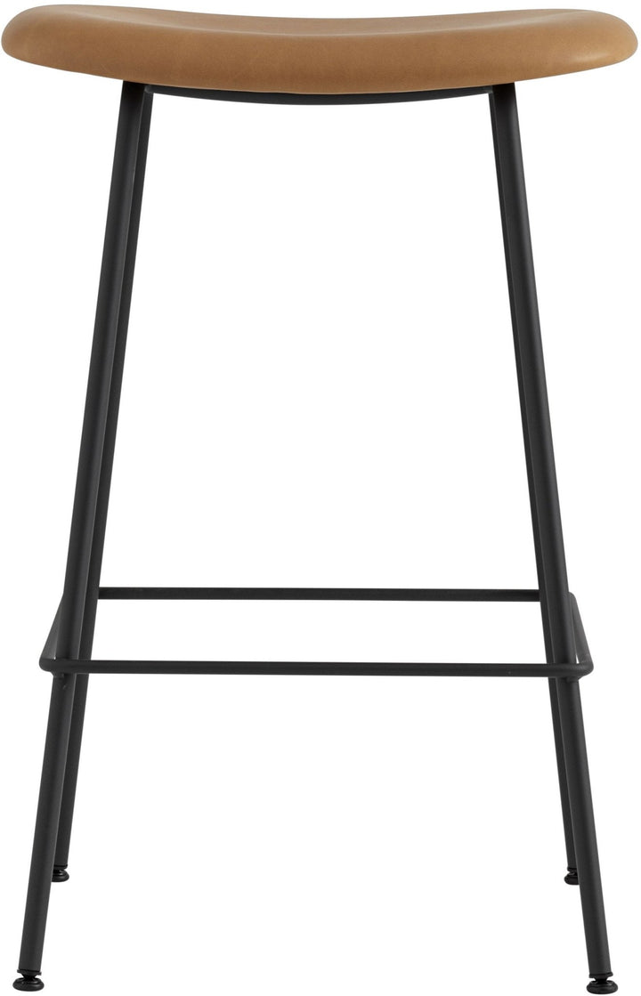 Fiber Stool Without Back - Wire Base - Muuto - Stools + Benches + Ottomans - Black Leather Seat & Black Base - Bar Height - HORNE