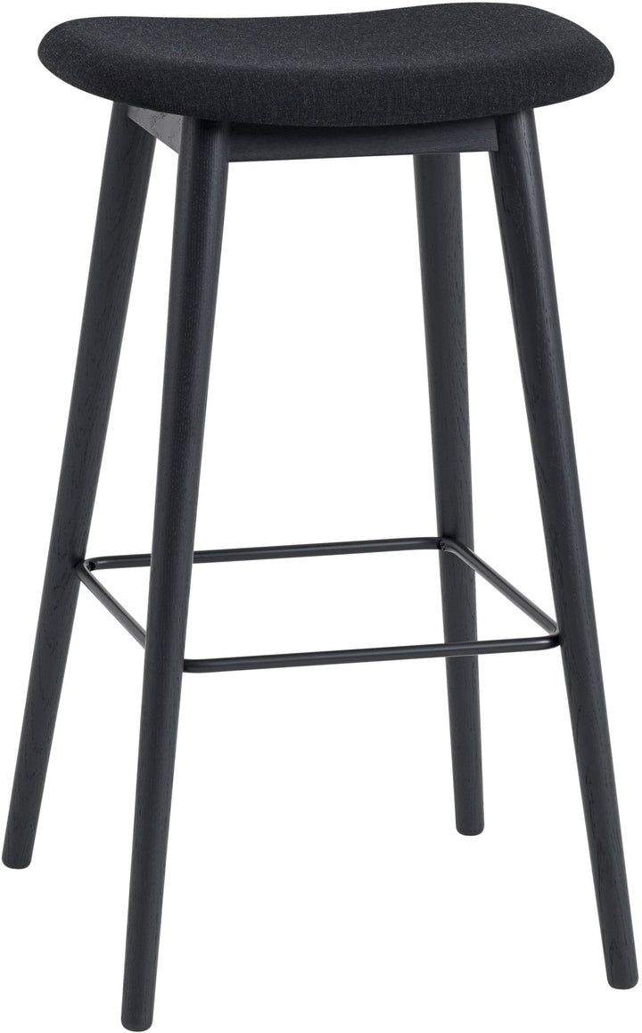 Fiber Stool Without Back - Wood Base - Muuto - Stools + Benches + Ottomans - White Seat & White Base - Bar Height - HORNE