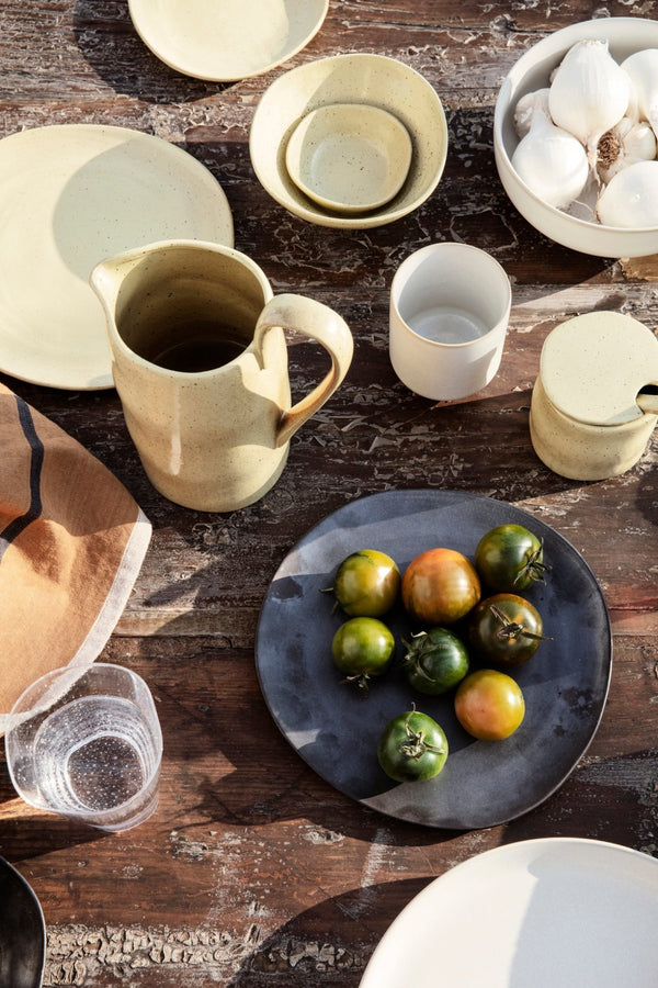 Flow Plate - Medium - Ferm Living - Dinnerware - Yellow speckle - HORNE
