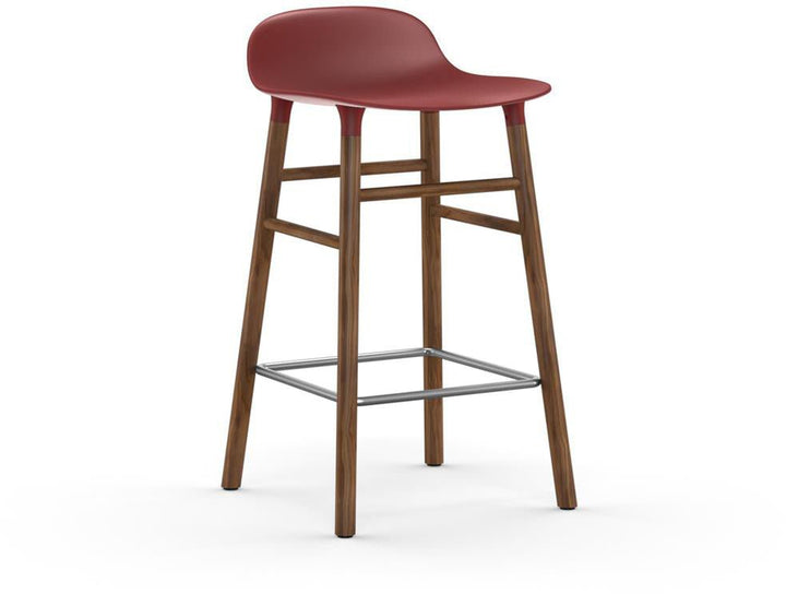 Form Barstool - Normann Copenhagen - Stools + Benches + Ottomans - Red - Low - Walnut - HORNE