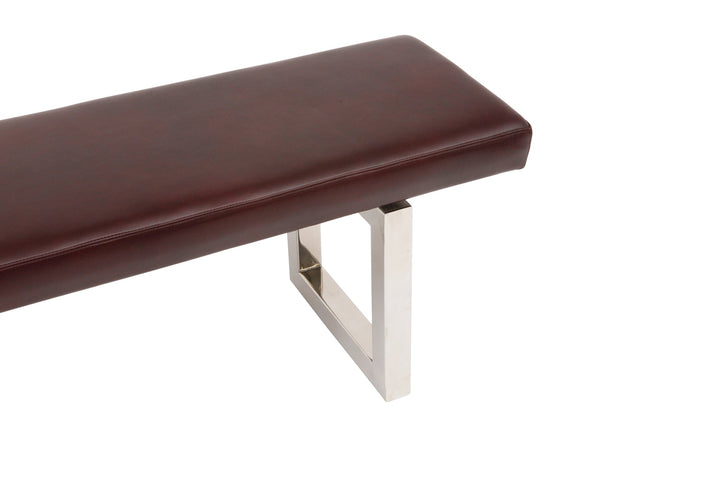 GAX 16 Leather Bench - Stainless Steel - Artless - Stools + Benches + Ottomans - 48"W - Stainless Steel - Blackbean - HORNE