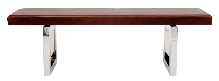 GAX 16 Leather Bench - Stainless Steel - Artless - Stools + Benches + Ottomans - 48"W - Stainless Steel - Blackbean - HORNE