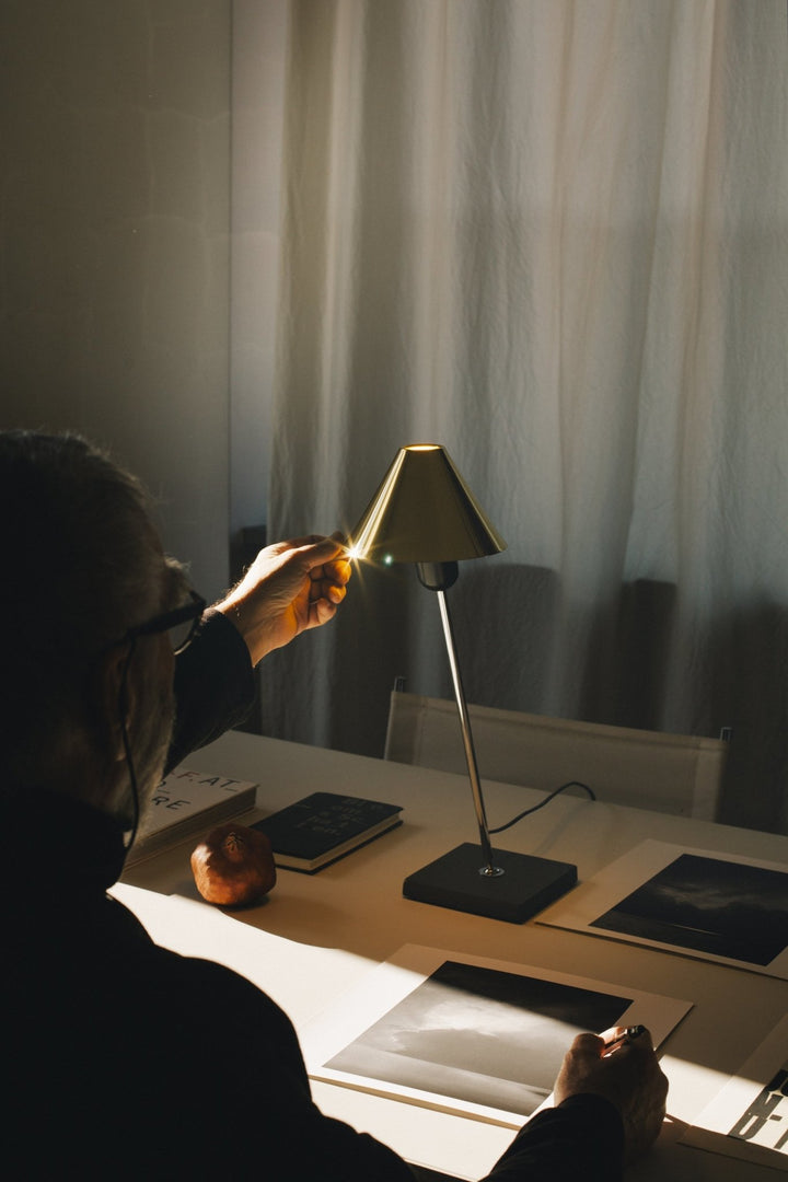 Gira Table Lamp - Santa & Cole - Table + Task - Natural Aluminium - HORNE