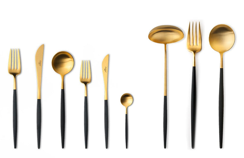 Goa Cutlery - Brushed Gold - Sets - Cutipol - Flatware + Serving Pieces - 24 Piece Setting - HORNE