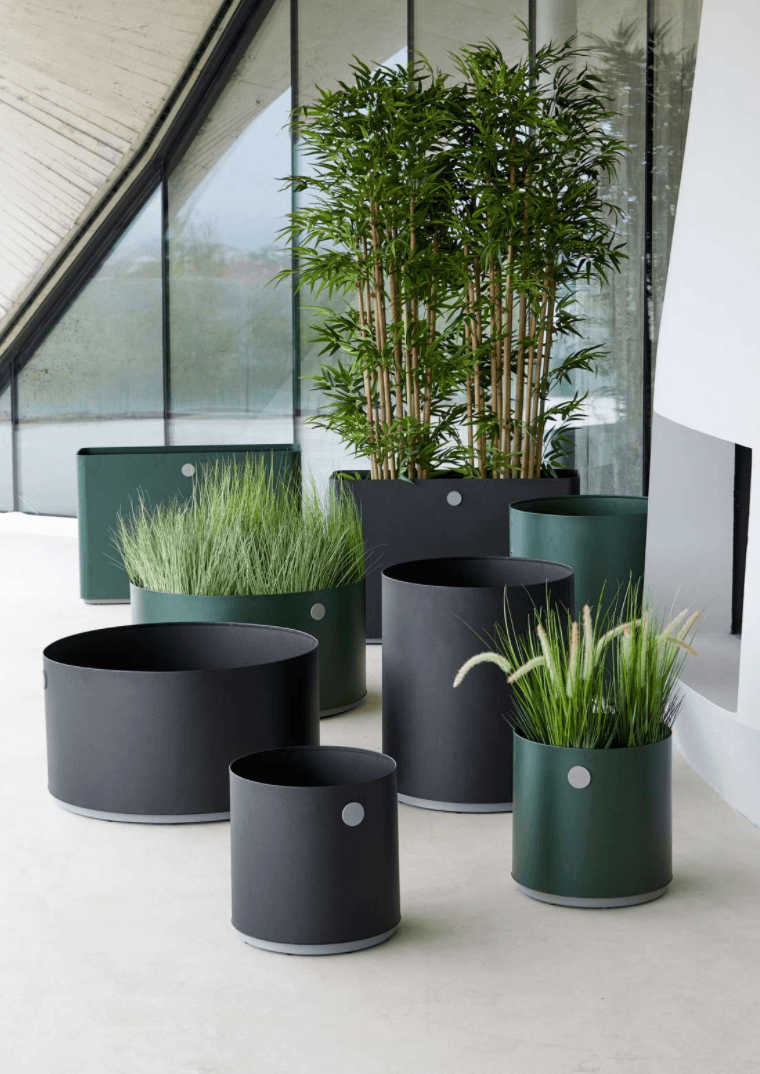 Grow Planter - Round - Cane Line - Planters - Large - Dark Green/Taupe - HORNE