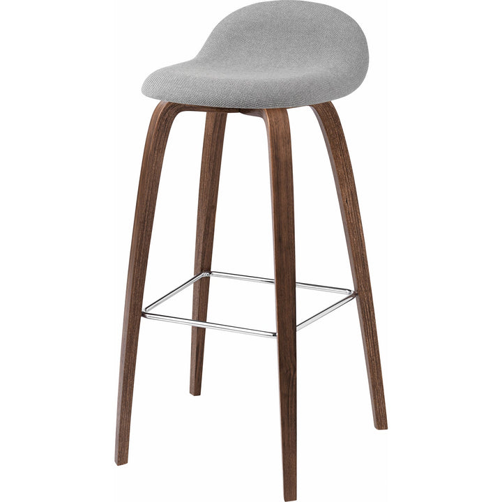 Gubi 3D Stool Upholstered Shell - Wood Base - 25.6" Seat Height