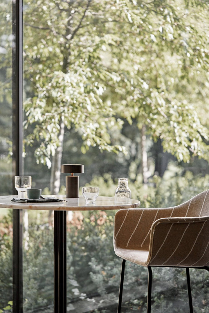 Harbour Column Bar Table - 24" Dia with Feet - Audo Copenhagen - Tables + Desks - Sand Stone - HORNE