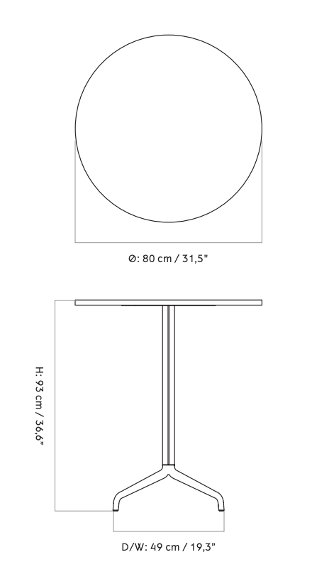 Harbour Column Counter Table - 32" Dia with Feet - Audo Copenhagen - Tables + Desks - Sand Stone - HORNE