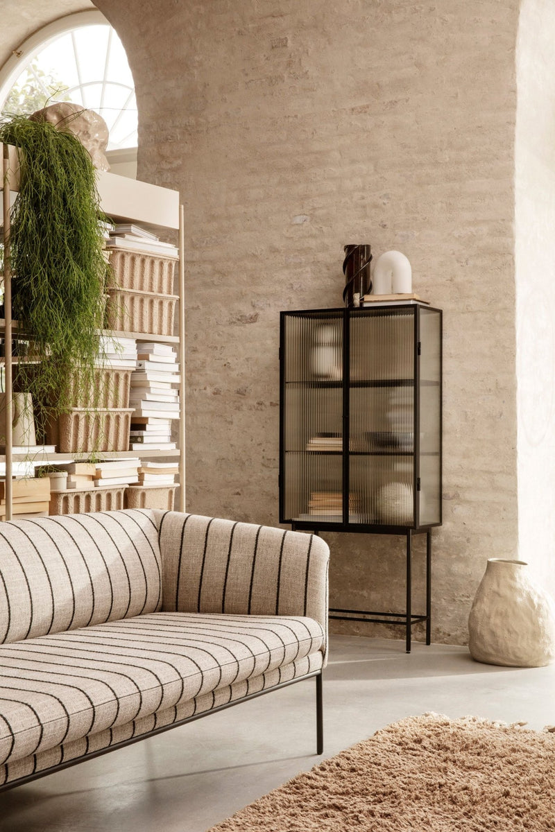 Haze Vitrine - Reeded Glass - Ferm Living - Storage + Organization - Black - HORNE