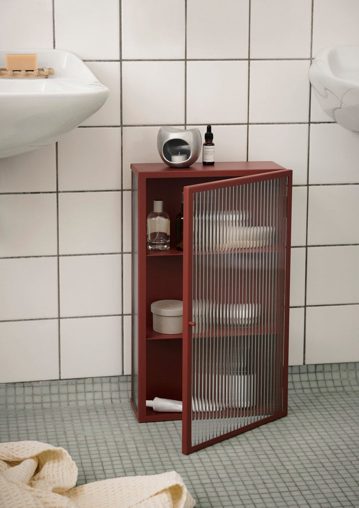Haze Wall Cabinet - Ferm Living - Storage + Organization - Oxide Red - Reeded - HORNE