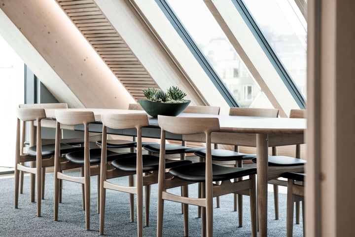 Hertug Dining Chair - Eikund - Chairs - White Oiled Oak - Textile Blackened Blue - HORNE