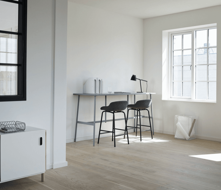 Hyg Counter Stool - Full Upholstery - Normann Copenhagen - Chairs - White - Camira MainLineFlax - Camden - HORNE