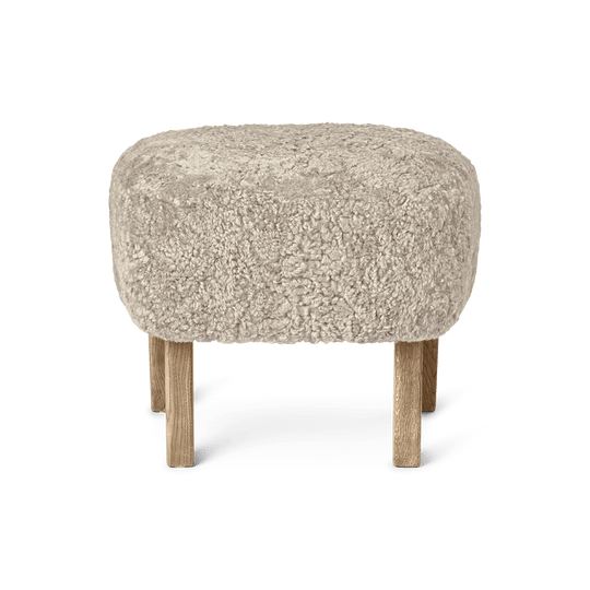 Ingeborg Footstool - Sheepskin - Audo Copenhagen - Stools + Benches + Ottomans - Moonlight - Natural Oak - HORNE