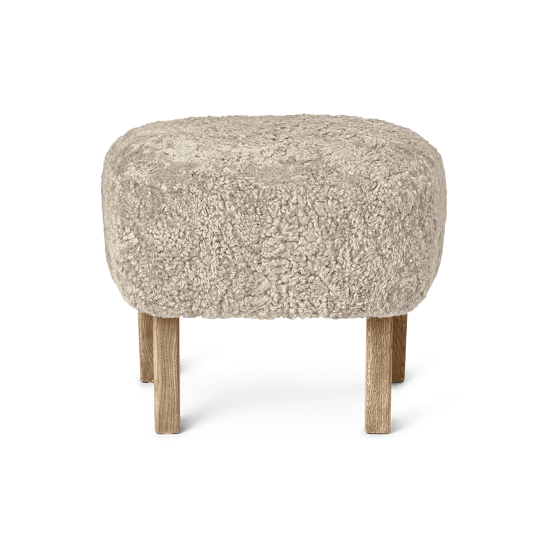 Ingeborg Footstool - Sheepskin - Audo Copenhagen - Stools + Benches + Ottomans - Moonlight - Natural Oak - HORNE