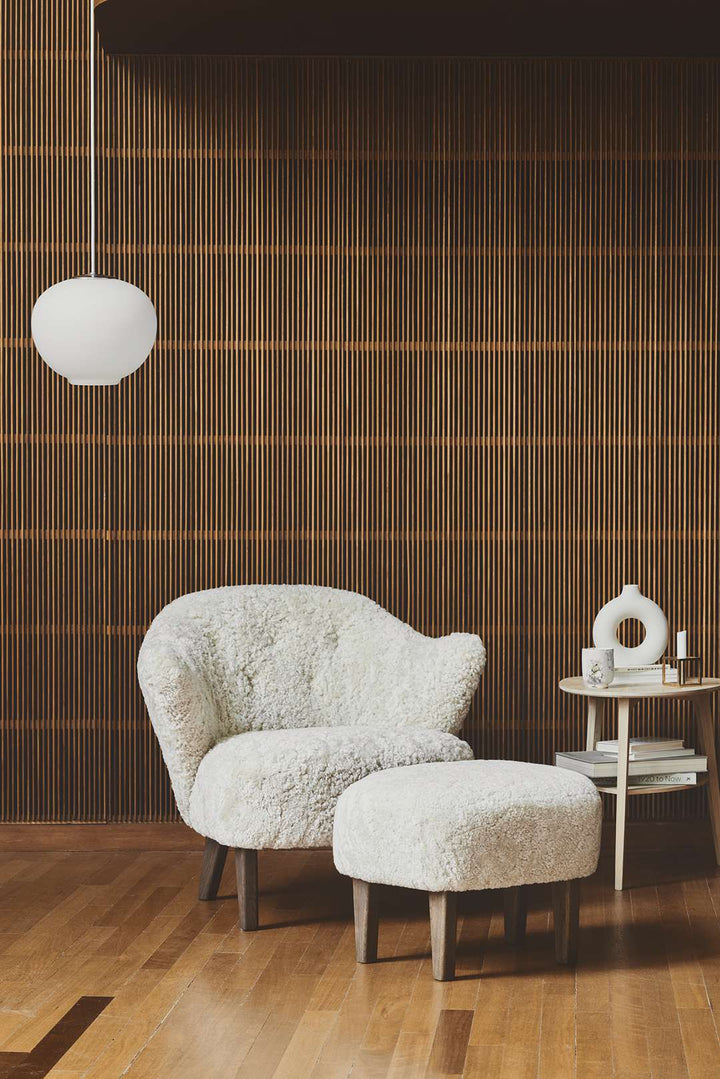 Ingeborg Footstool - Sheepskin - Audo Copenhagen - Stools + Benches + Ottomans - Sahara - Smoked Oak - HORNE
