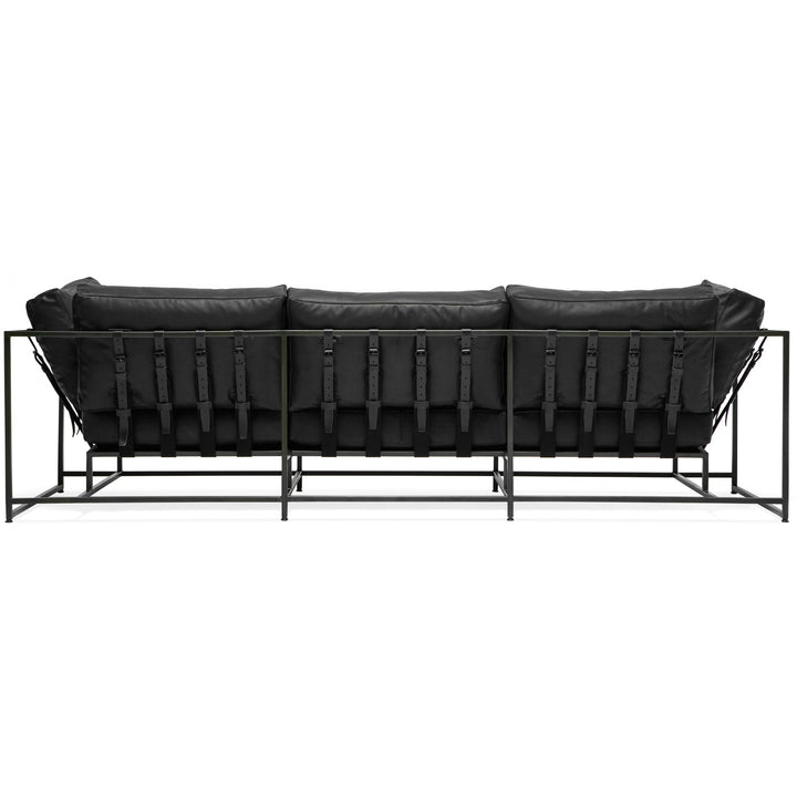 Inheritance Leather Sofa - Black Leather & Blackened Steel Frame