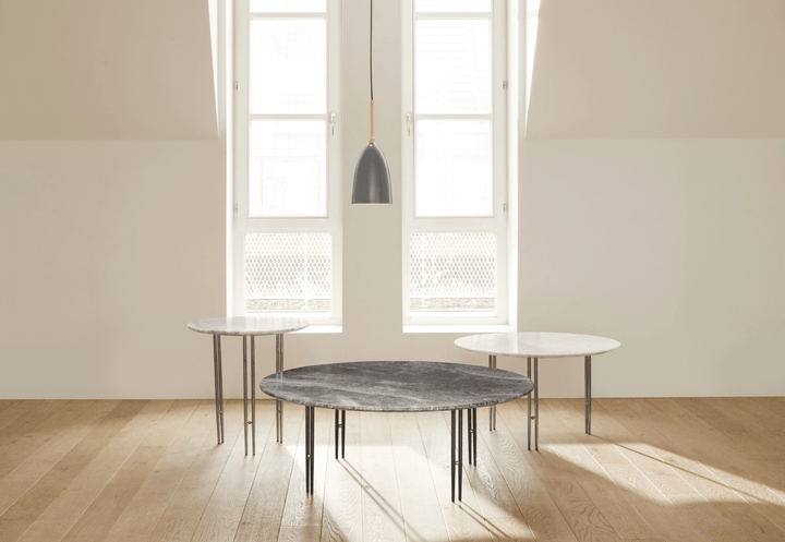 IOI Coffee Table - Round, 27.6"Dia - Gubi - Table + Task - White Carrara Marble - HORNE