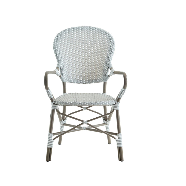 Isabell Arm Chair AluRattan - Sika Design - Outdoor Furniture - White / Cappuccino Dots - Almond - HORNE