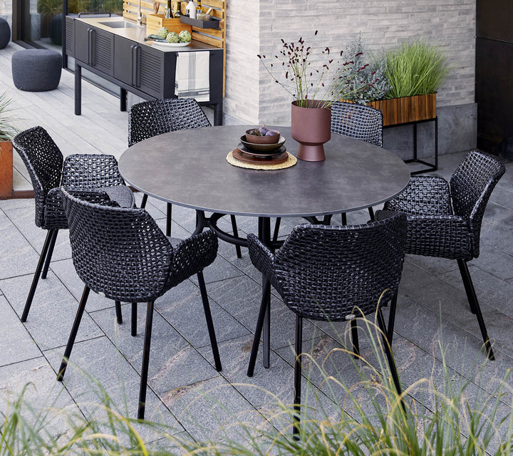 Joy Circular Dining Table - Cane Line - Outdoor Furniture - Lava Grey - Dark Grey - HORNE