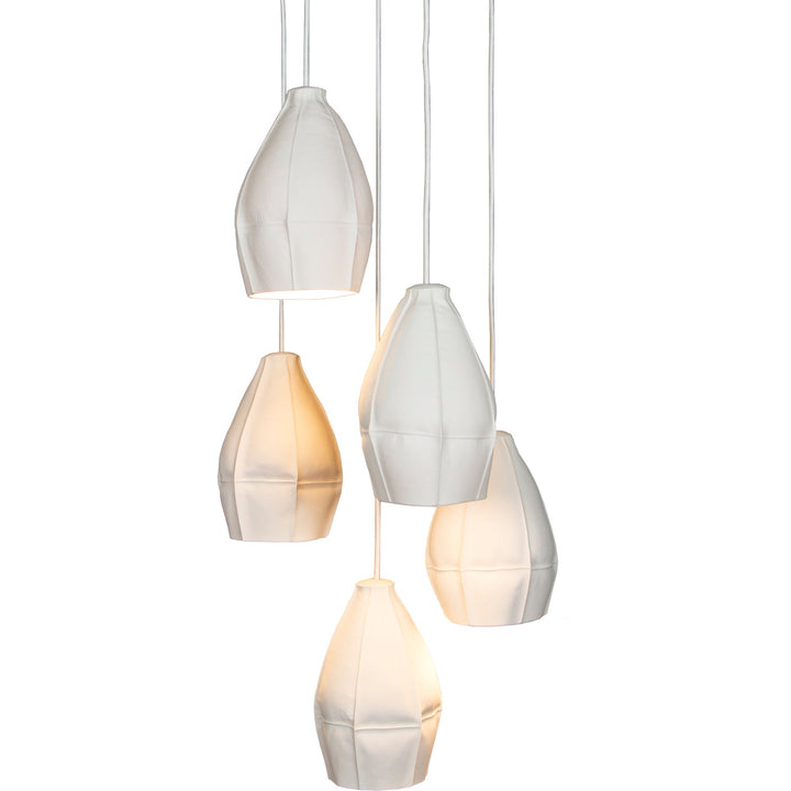 Kawa Pendants - Souda - Chandeliers - Cluster of 5 - Circular Canopy - White - HORNE