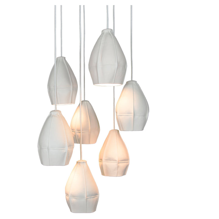 Kawa Pendants - Souda - Chandeliers - Cluster of 7 - Circular Canopy - White - HORNE