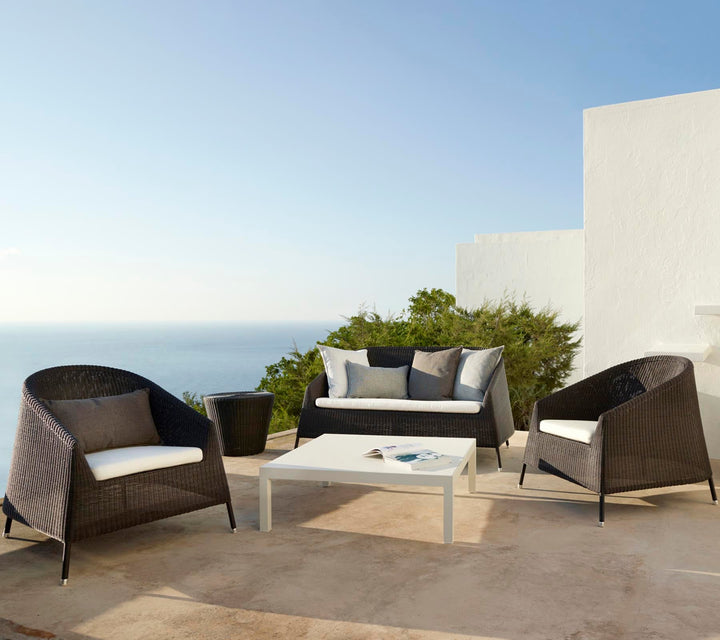 Kingston Lounge Chair - Cane Line - Outdoor Furniture - White Grey - Add White Cushion - HORNE