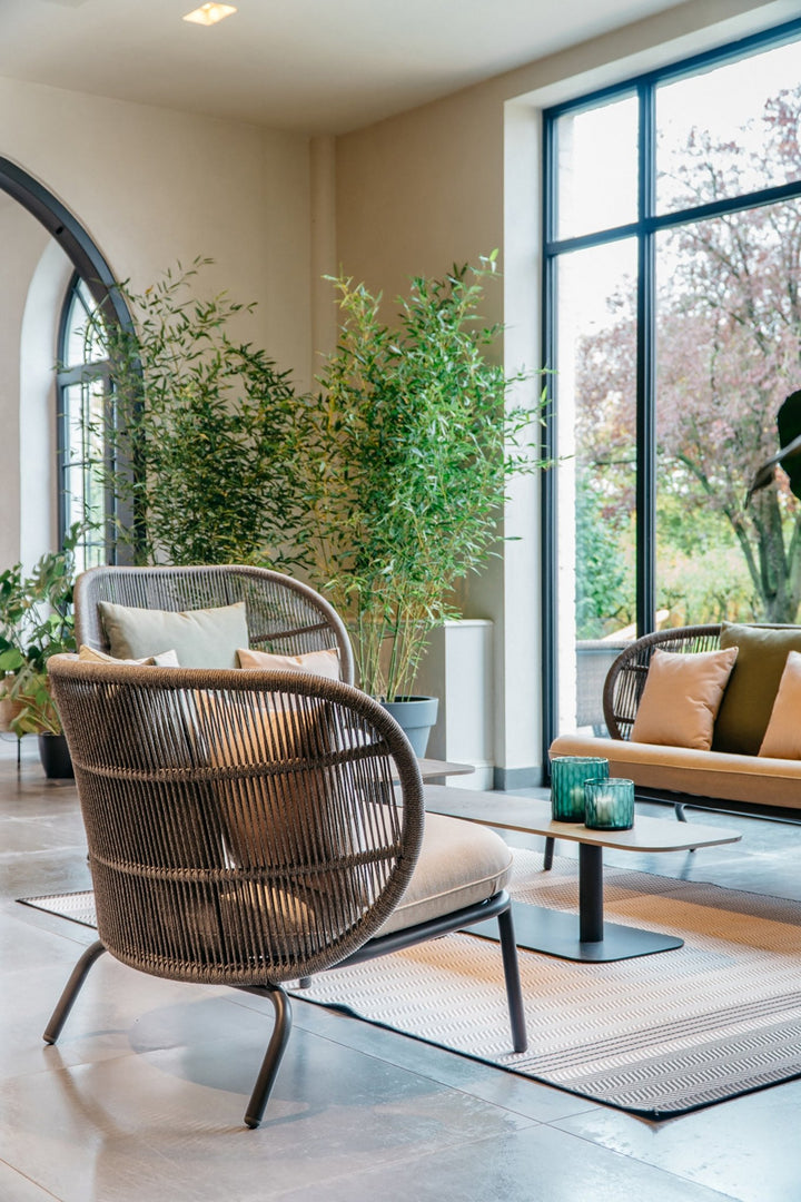 Kodo Lounge Chair - Vincent Sheppard - Outdoor Furniture - Dune White - Olive Green & Blush - HORNE