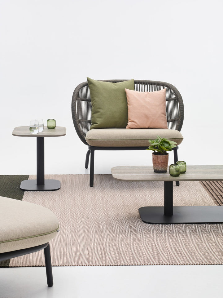 Kodo Lounge Chair - Vincent Sheppard - Outdoor Furniture - Dune White - Olive Green & Blush - HORNE