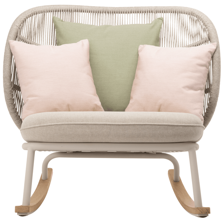 Kodo Rocking Chair - Vincent Sheppard - Outdoor Furniture - Dune White - Olive Green & Blush - HORNE