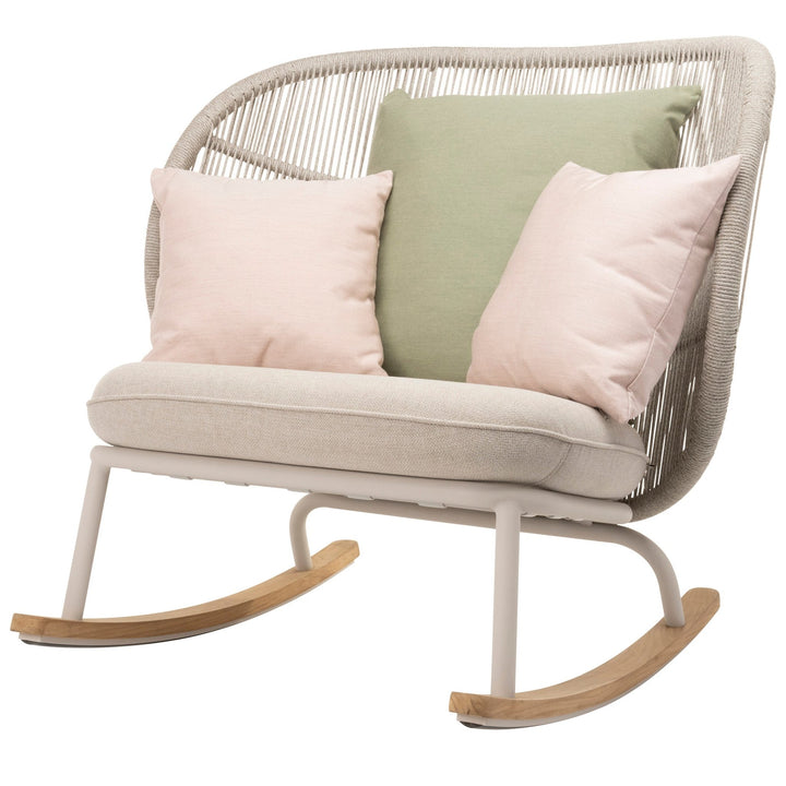 Kodo Rocking Chair - Vincent Sheppard - Outdoor Furniture - Dune White - Olive Green & Blush - HORNE